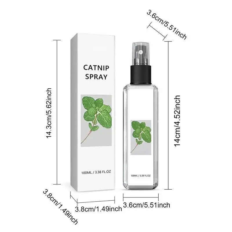 Katzenspray Flasche 100ml, transparent, mit Katzenminze, für Haustiere, inklusive Verpackung.