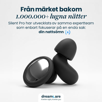 Två svarta öronproppar mot ljus bakgrund, en med spegelblank platta och en sedd från sidan, under en rubrik på tyska. 16
