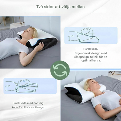 Kudden som kan vändas, med ena sidan formad som fjäril och andra som rullkudde 9
