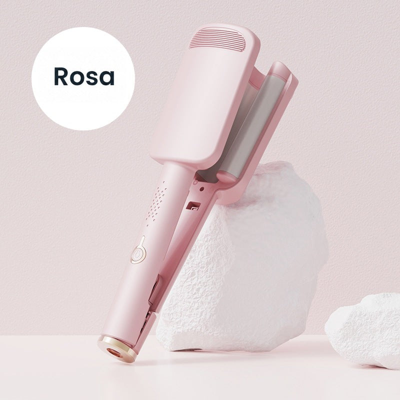 Den rosa vågtången lutar mot en vit sten mot en ljusrosa bakgrund 3