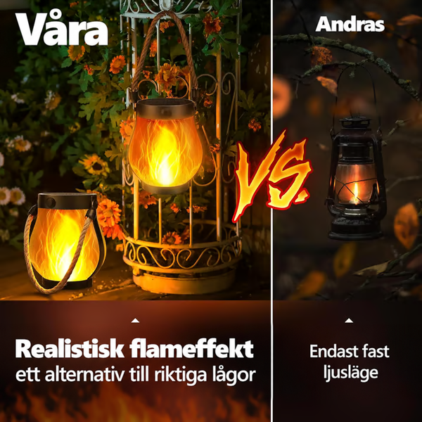Jämförelse mellan lyktan med realistisk lågeffekt och en traditionell fotogenlampa med jämnt ljus 6
