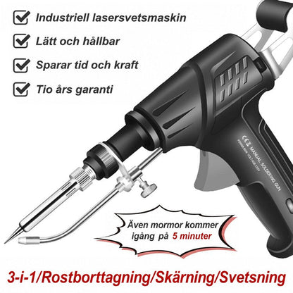 Verktyget i svartvitt med bockade fördelar överst och en pratbubbla om snabb inlärning 11