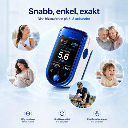 Monitorn i mitten omgiven av cirklar med olika användare: en löpare, ett äldre par, en gravid kvinna, ett barn och en cyklist. 8