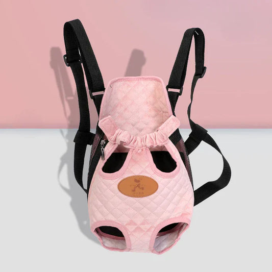 Rosa Hundetragetasche, gepolstert, verstellbare Gurte, atmungsaktiv, für kleine Hunde.