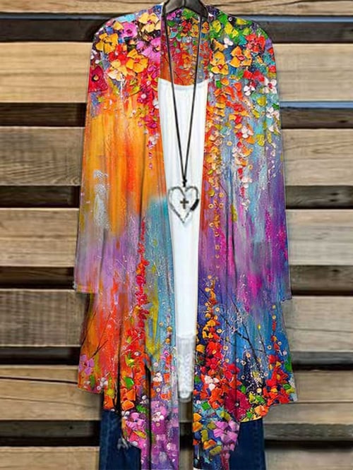 Höstlig damjacka med blommönster – Liva