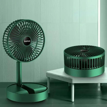 Grüner Tischventilator und Luftreiniger, modern, leise, energieeffizient, für Zuhause.