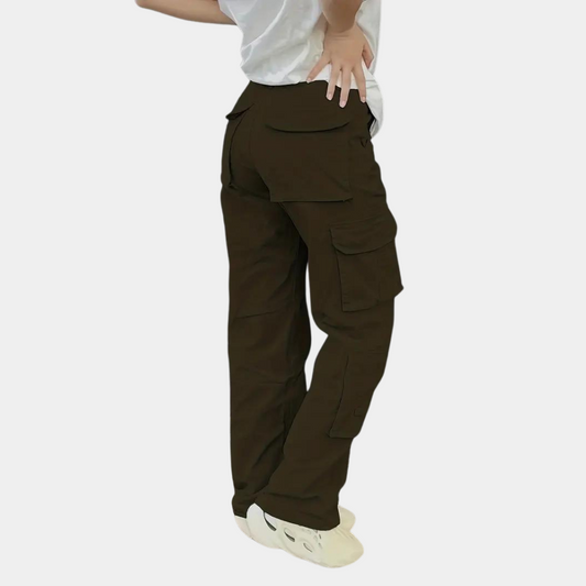 Damen Cargohose Armeegrün, Baumwolle, Taschen, lässig, modisch, Freizeitkleidung