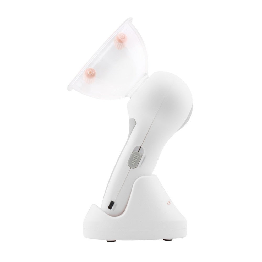 Tragbares Anti-Cellulite-Massagegerät, weiß, Vakuum-Saugbecher, Körpertherapie.