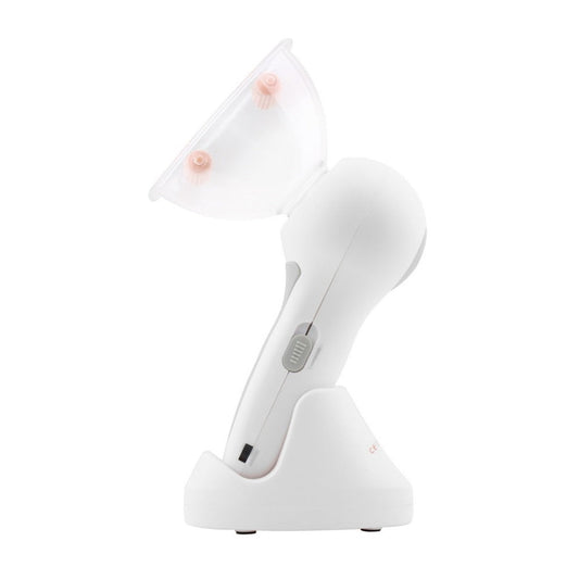 Tragbares Anti-Cellulite-Massagegerät, weiß, Vakuum-Saugbecher, Körpertherapie.
