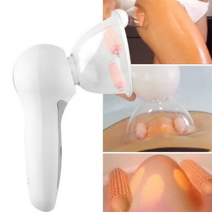 Tragbares Anti-Cellulite-Massagegerät, weiß, Vakuum-Saugbecher, Körpertherapie.