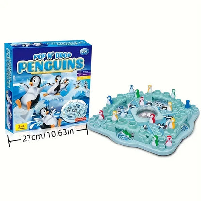 Brettspiel "Pop N' Drop Penguins", blau, 2-4 Spieler, Kinder, Pinguin-Thema, 27cm.