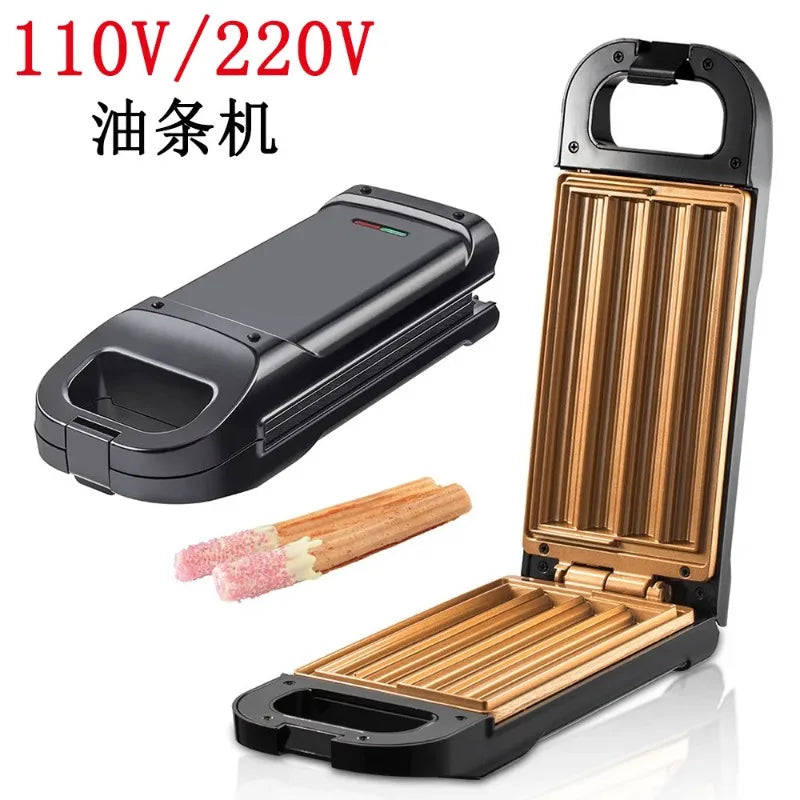 Elektrischer Churros-Maker, schwarz-gold, 110V/220V, Antihaftbeschichtung, Küchengerät