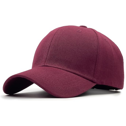 Bordeauxfarbene Baseballkappe aus Baumwolle, verstellbar, Unisex, modisch, Freizeitkleidung.