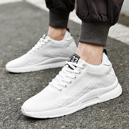 Weiße Herren-Sneaker, atmungsaktiv, sportlich, Straßenmode, bequem, rutschfeste Sohle.
