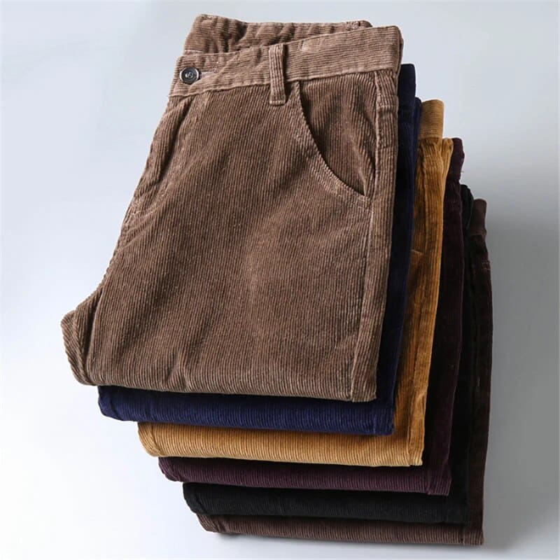 Braune Cordhose für Herren, dick, lässig, Wintermode, gestapelt, 2022, Business-Stil.