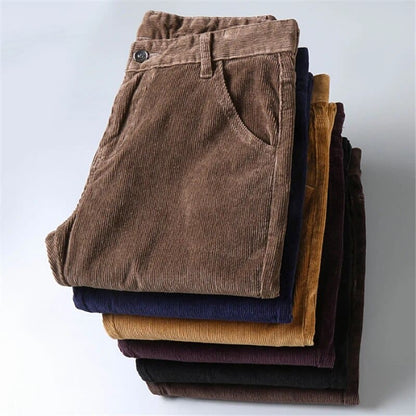 Braune Cordhose für Herren, dick, lässig, Wintermode, gestapelt, 2022, Business-Stil.