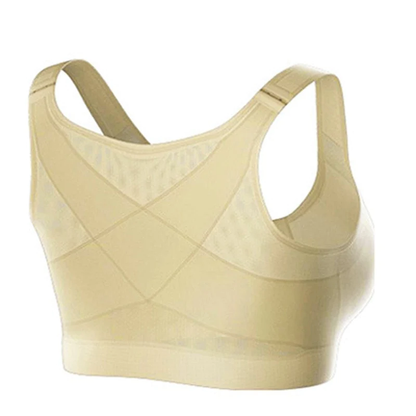 Beiger Rückenstützgürtel für Damen, atmungsaktiv, verstellbar, ergonomisches Design.