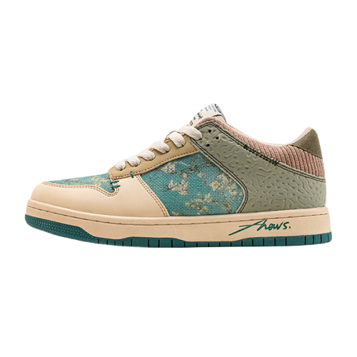 Stiliga unisex konst-sneakers med mandelblomstryck – Arta