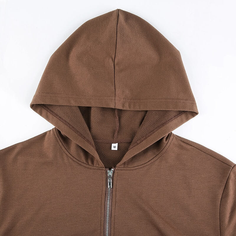 Höstig, trendig figurnära croppad zip-up-hoodie för dam med huva – Alina