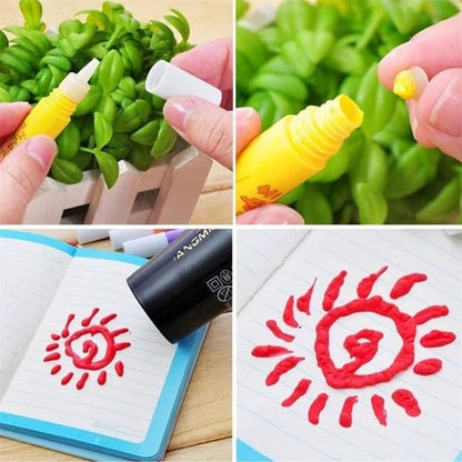Gelstift in Sonnenform, rot, auf Papier, DIY-Kunst, kreatives Zeichnen, Bastelbedarf.
