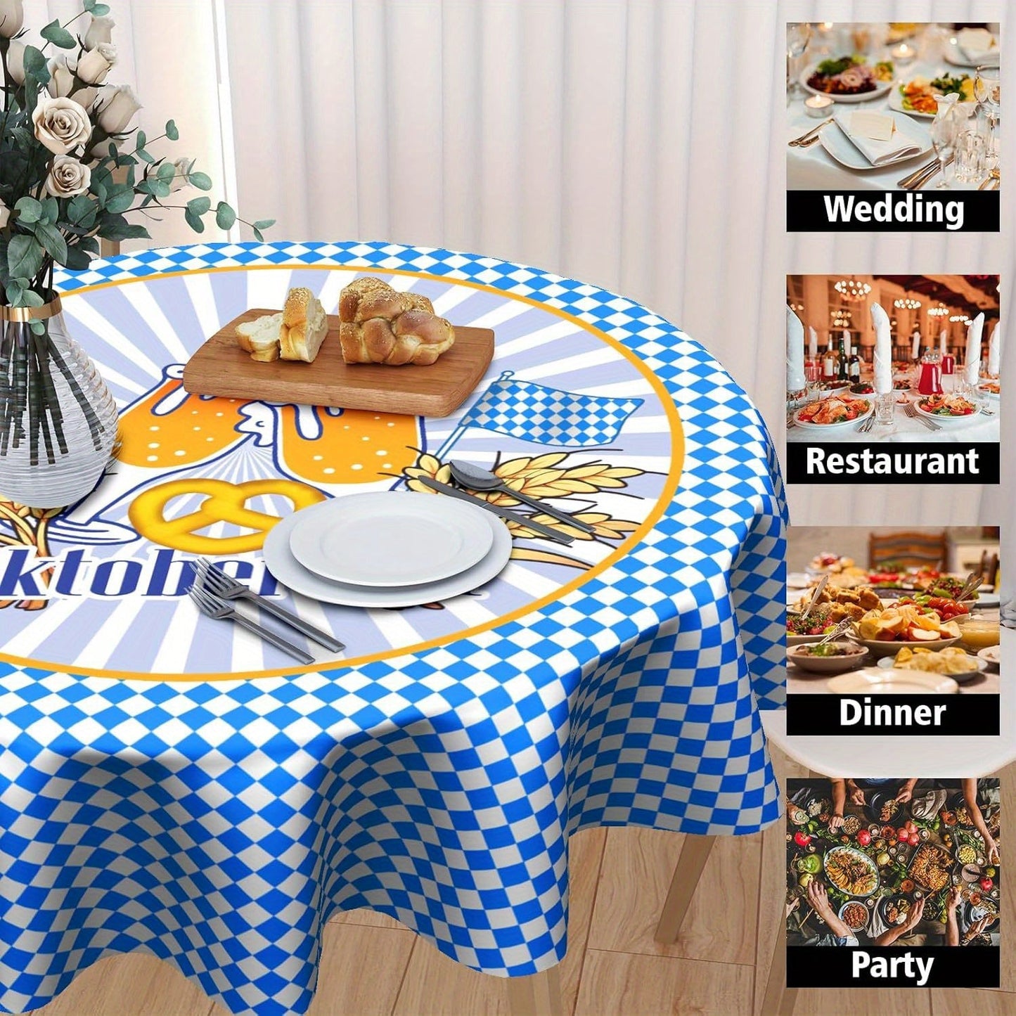 Rund duk i polyester (152 cm och 178 cm) – WiesnTisch Oktoberfest 2026