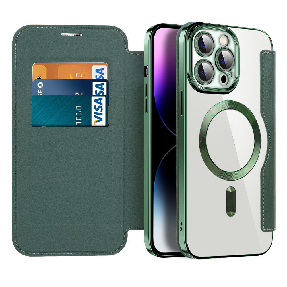 Läder Flip-fodral med magnetadsorption och RFID-skydd – Valtrix (1+1 GRATIS)