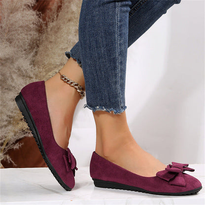 Damen Ballerinas lila Wildleder Schleife, elegante flache Schuhe, modische Freizeitkleidung
