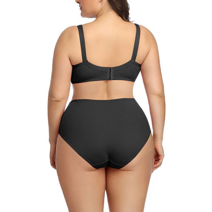 Damenunterwäsche Set Schwarz, BH und Panty, Plus Size, bequem, nahtlos, Rückansicht.