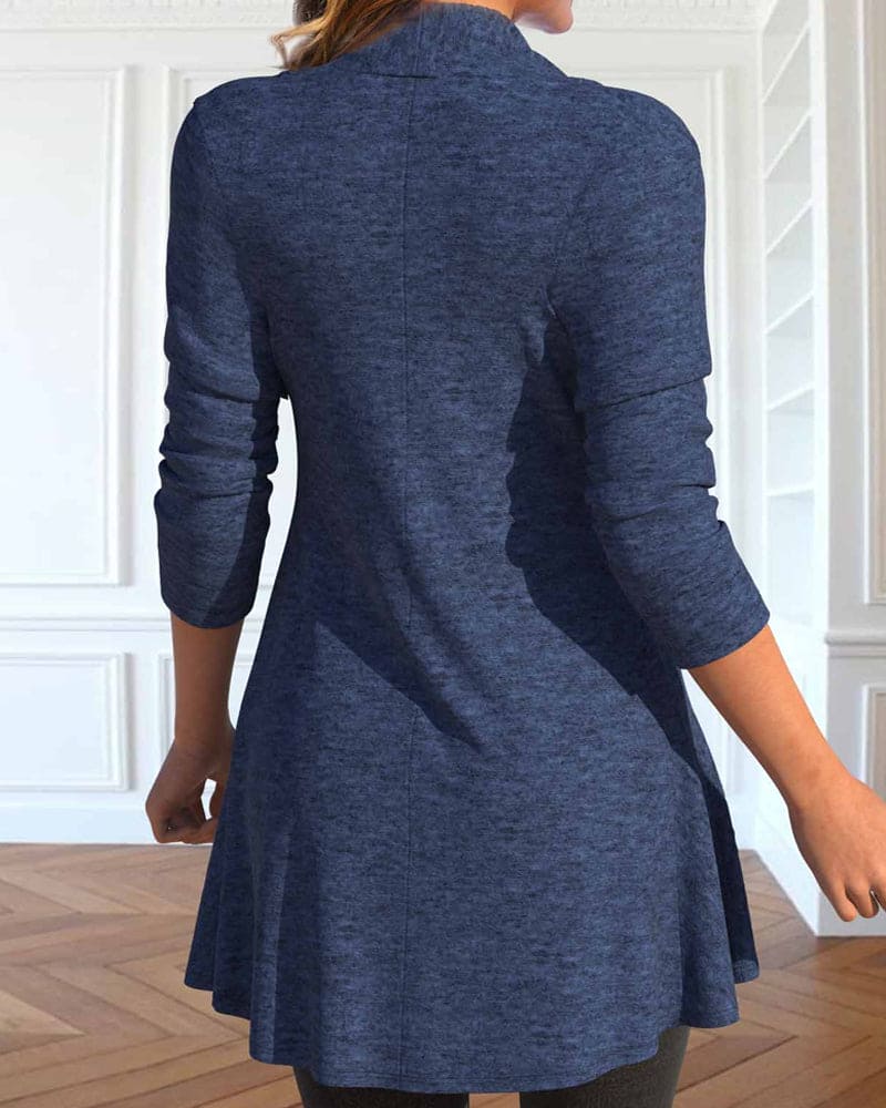 Damenblazer blau, langärmelig, elegantes Design, Freizeitmode, hochwertiger Stoff