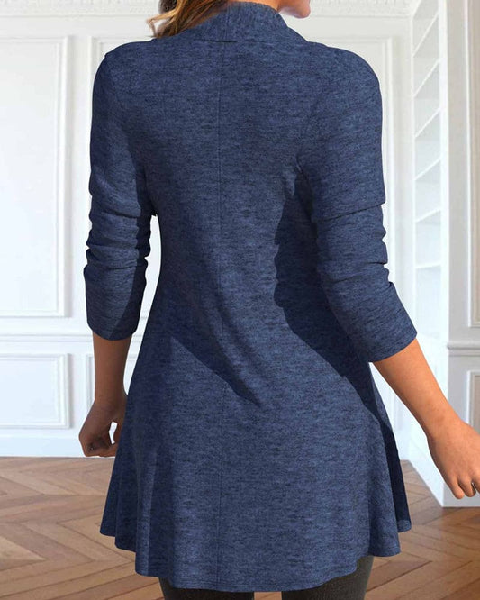 Damenblazer blau, langärmelig, elegantes Design, Freizeitmode, hochwertiger Stoff
