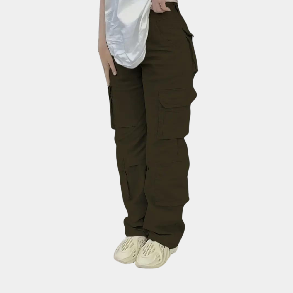 Damen Cargohose Armeegrün, Taschen, Freizeitmode, Baumwolle, bequeme Passform