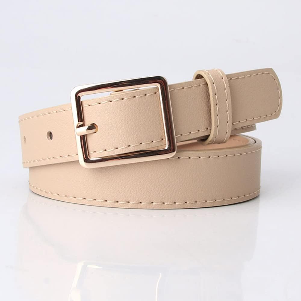 Beiger Ledergürtel mit goldener Schnalle, modisches Accessoire, Damenmode, elegant und stilvoll.
