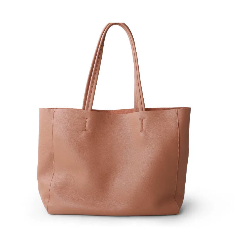 Damen Lederhandtasche beige, Shopper, modisch, geräumig, Alltagstasche, elegantes Design.