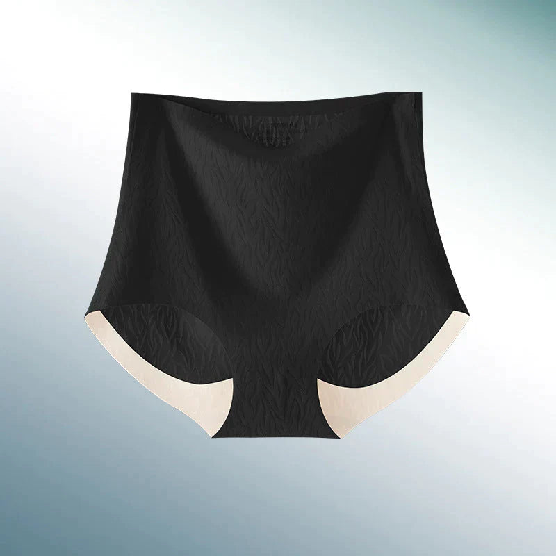 Schwarzer nahtloser Damen-Slip, hohe Taille, atmungsaktiv, bequem, Unterwäsche.