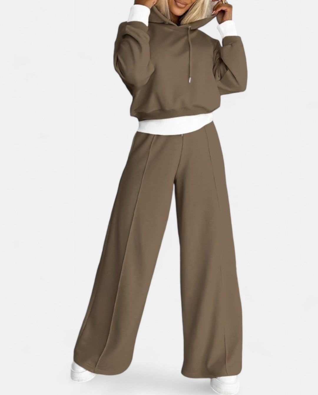 Damen-Oversize-Hoodie-Set, olivgrün, weite Hose, Freizeitmode, bequem, modisch