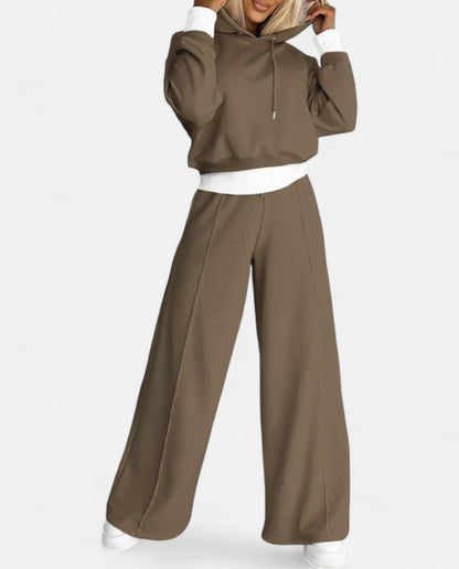 Damen-Oversize-Hoodie-Set, olivgrün, weite Hose, Freizeitmode, bequem, modisch