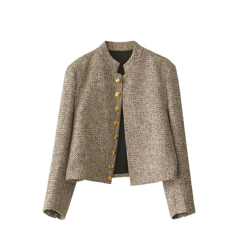 Damen Blazer, beige, Leinen, Knopfleiste, elegant, Büro, Mode, Herbst, klassisch, stilvoll