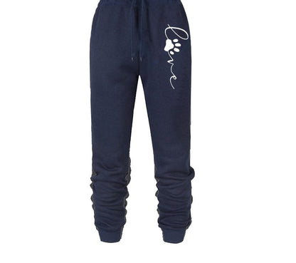 Dunkelblaue Jogginghose mit "Love"-Aufdruck, Baumwolle, bequem, sportlich, Unisex.