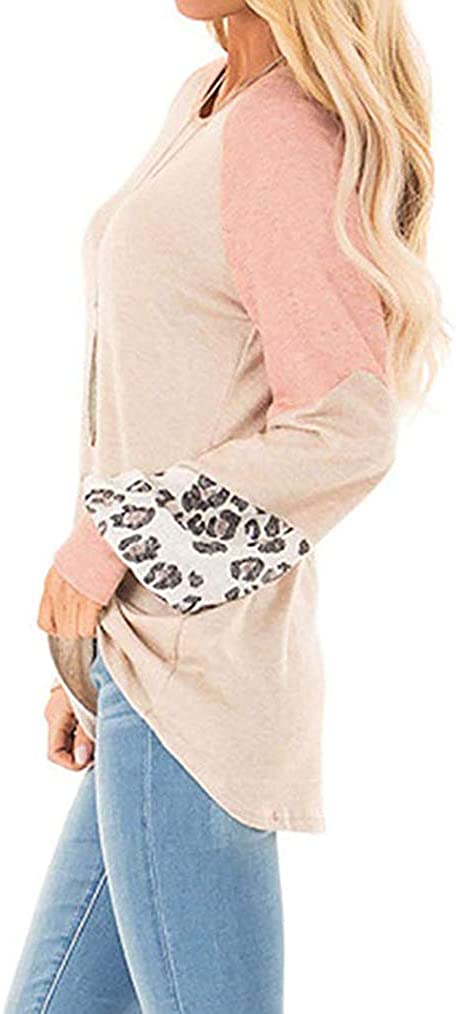 Damenpullover beige-rosa, Leopardenmuster, Langarm, lässig, Baumwolle, modisch, Herbstmode