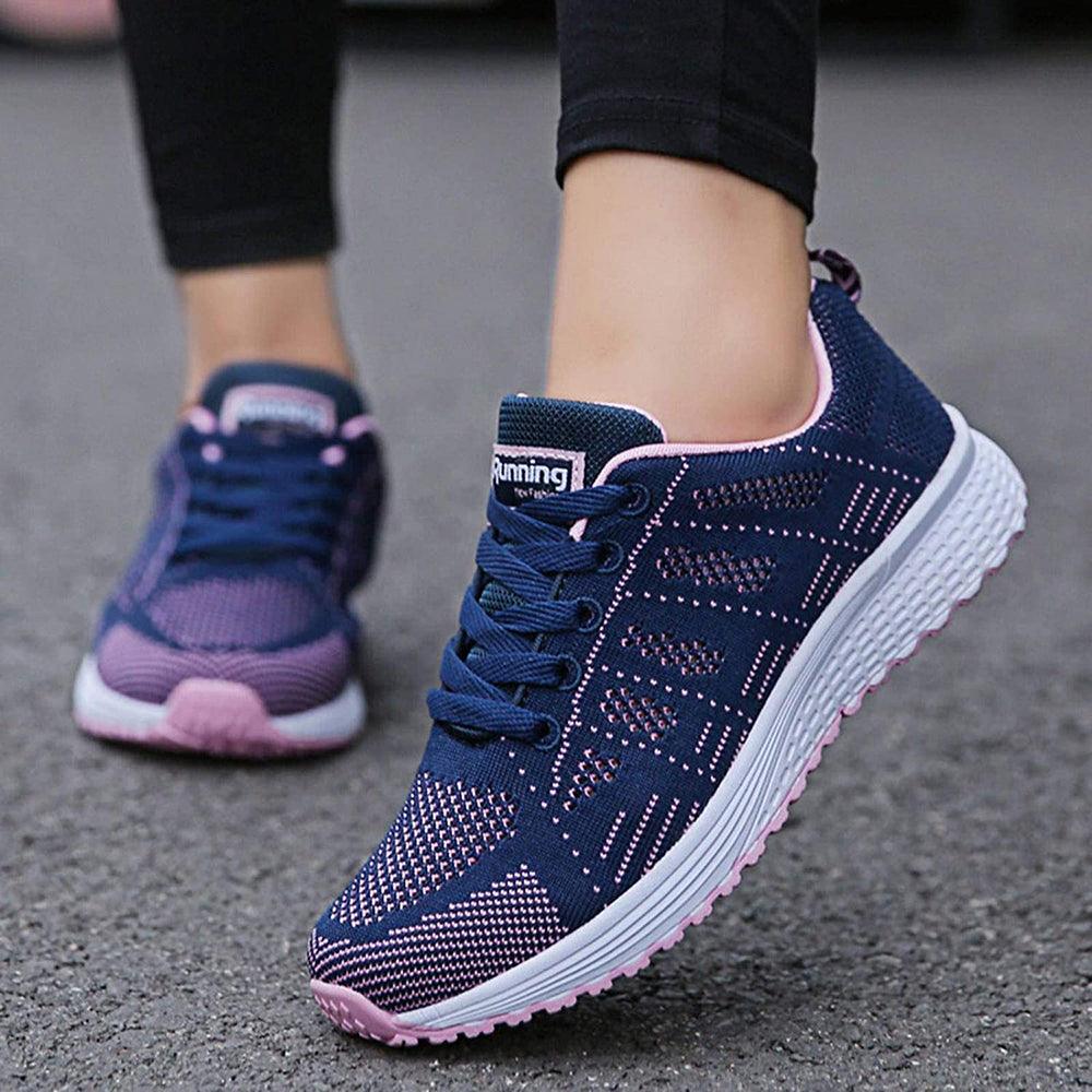 Damen-Laufschuhe, blau-rosa, atmungsaktiv, rutschfest, ideal für Sport und Freizeit.