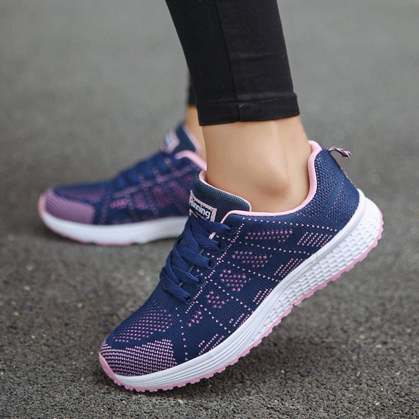 Damen Sneaker blau-rosa, atmungsaktiv, Sportschuhe, rutschfest, bequem, modisch, Laufen.