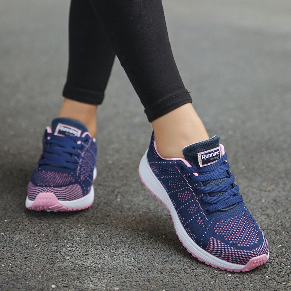 Damen-Laufschuhe, blau-rosa, atmungsaktiv, rutschfest, ideal für Sport und Freizeit.