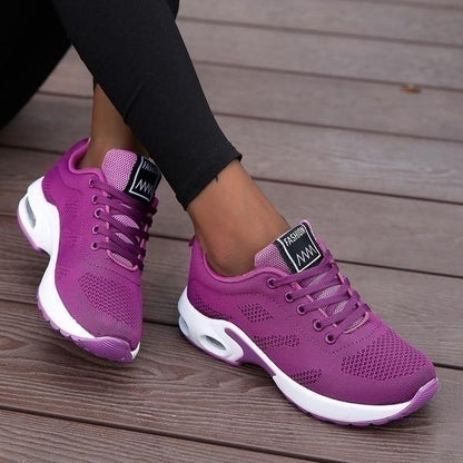 Lila Damen-Sneaker, atmungsaktiv, Mesh, modisch, bequeme Sportschuhe, Outdoor-Fitness.