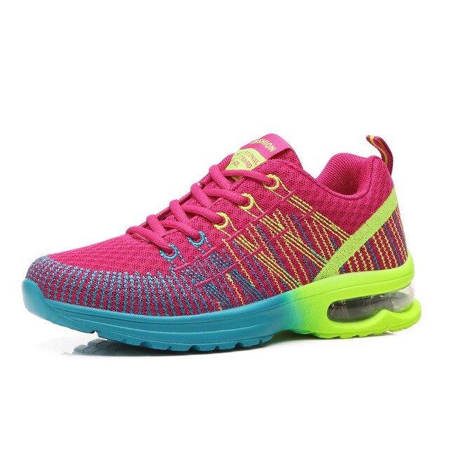 Damen Sneaker, pink, Mesh, atmungsaktiv, Luftkissen, leicht, Sportschuh, Training, Laufen.
