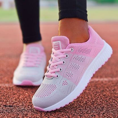 Damen-Laufschuhe rosa-weiß, atmungsaktiv, leicht, Sportschuhe für Damen, Fitness, Training.