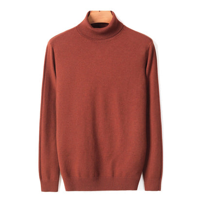 Brauner Rollkragenpullover aus Kaschmir, Herrenmode, warm, elegant, Herbst-Winter-Kleidung.