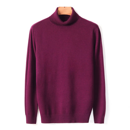 Bordeauxfarbener Rollkragenpullover aus Kaschmir, Herrenmode, elegant und warm.
