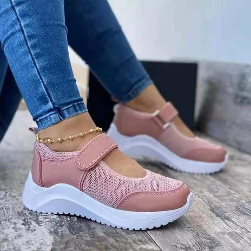Damen Sneaker Rosa, atmungsaktiv, Klettverschluss, Freizeit, bequeme Sportschuhe, modisch.