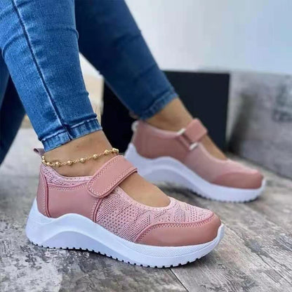 Damen Sneaker Rosa, atmungsaktiv, Klettverschluss, Freizeit, bequeme Sportschuhe, modisch.