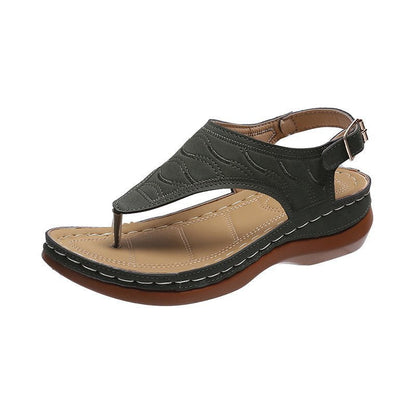 Damen Sandale, grün, Leder, Keilabsatz, Sommerschuh, verstellbarer Riemen, bequem.